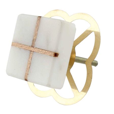 White Square Wooden Cross Stone Dresser Knobs